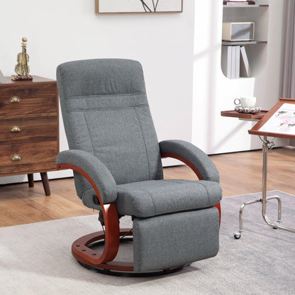 Manual Recliner Swivel Reclining Chair with Footrest Armrests Grey