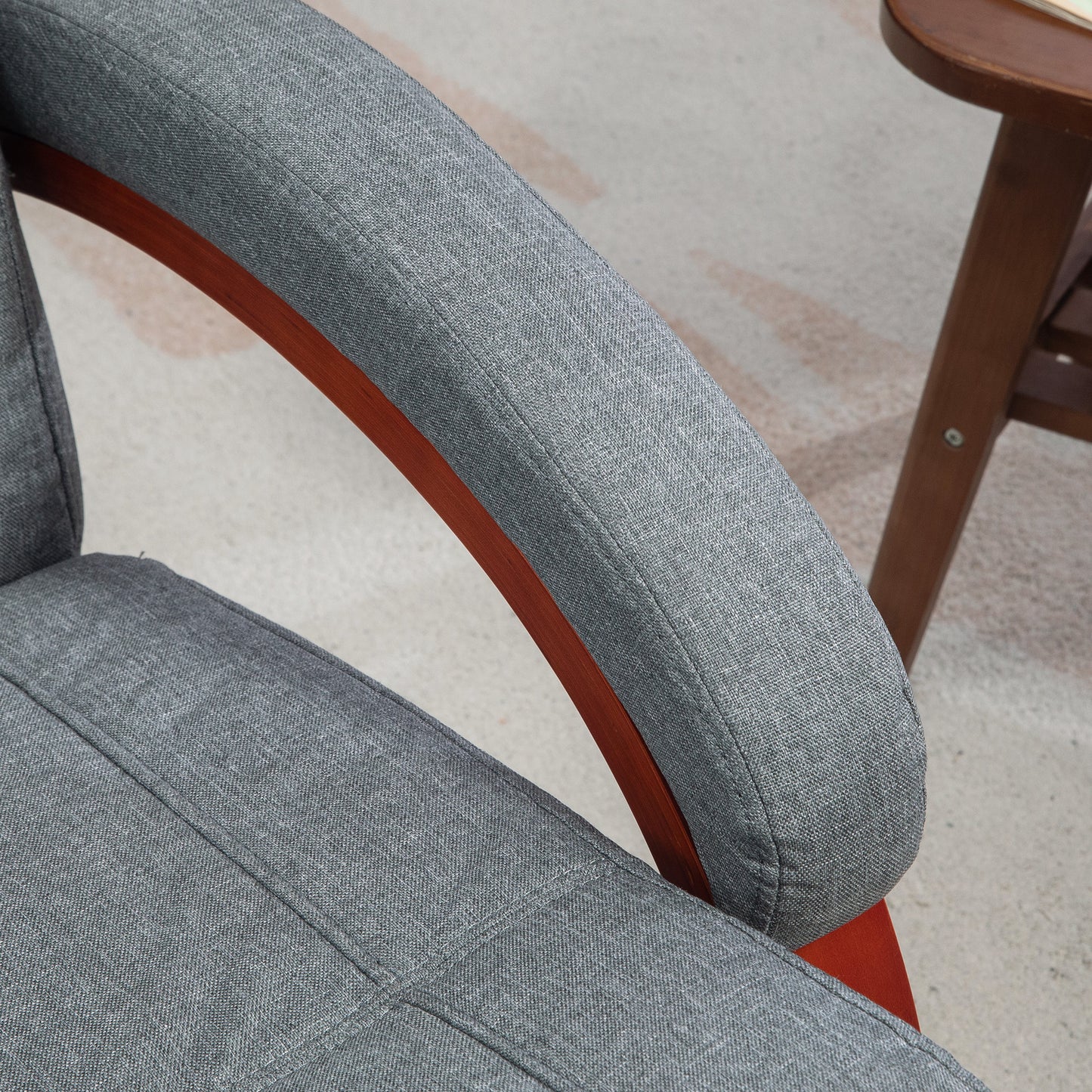 Manual Recliner Swivel Reclining Chair with Footrest Armrests Grey