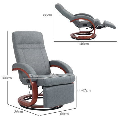 Manual Recliner Swivel Reclining Chair with Footrest Armrests Grey