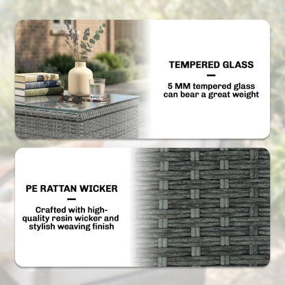 3 Pieces Rattan Bistro Set, Wicker Garden Furniture Set, Light Grey