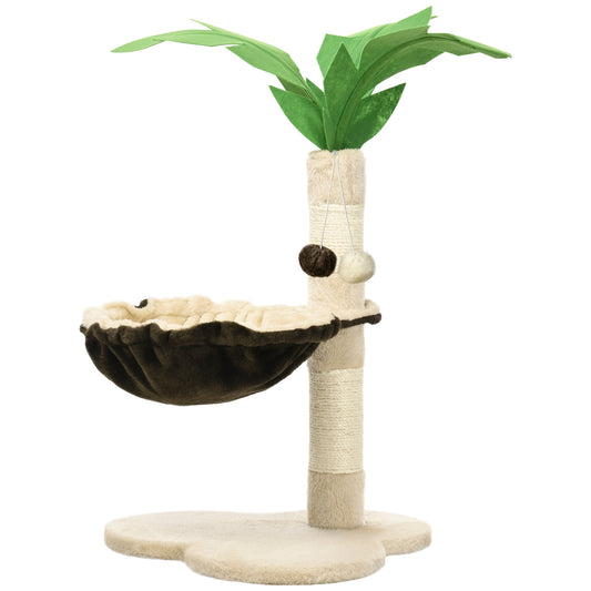 68cm Cat Tower Palm Tree Shaped Cat Tree w/ Hammock - Beige