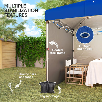 3x3 (M) Pop Up Gazebo Party Tent w/ 2 Sidewalls, Weight Bags Blue