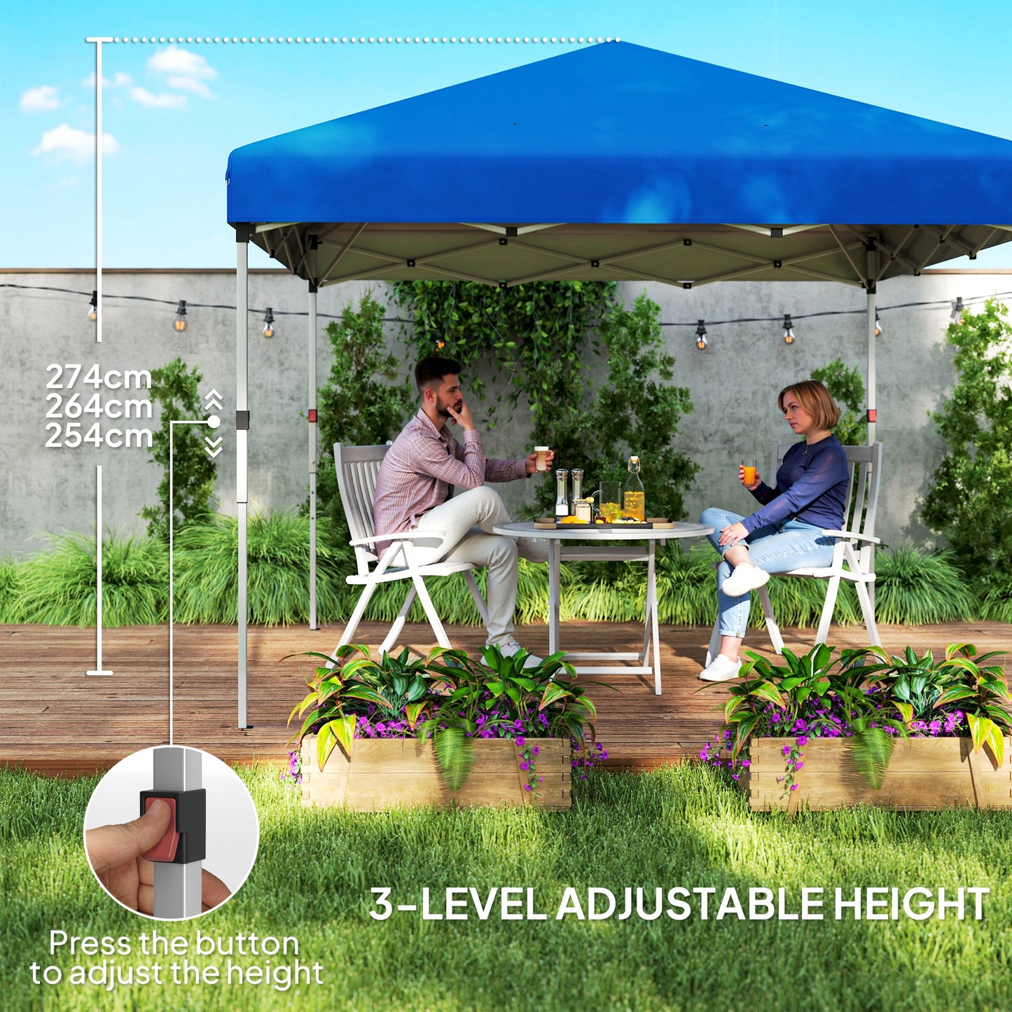 3x3 (M) Pop Up Gazebo Party Tent w/ 2 Sidewalls, Weight Bags Blue