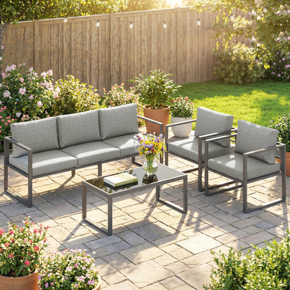 Patio Furniture Set Aluminium Frame Dark Grey