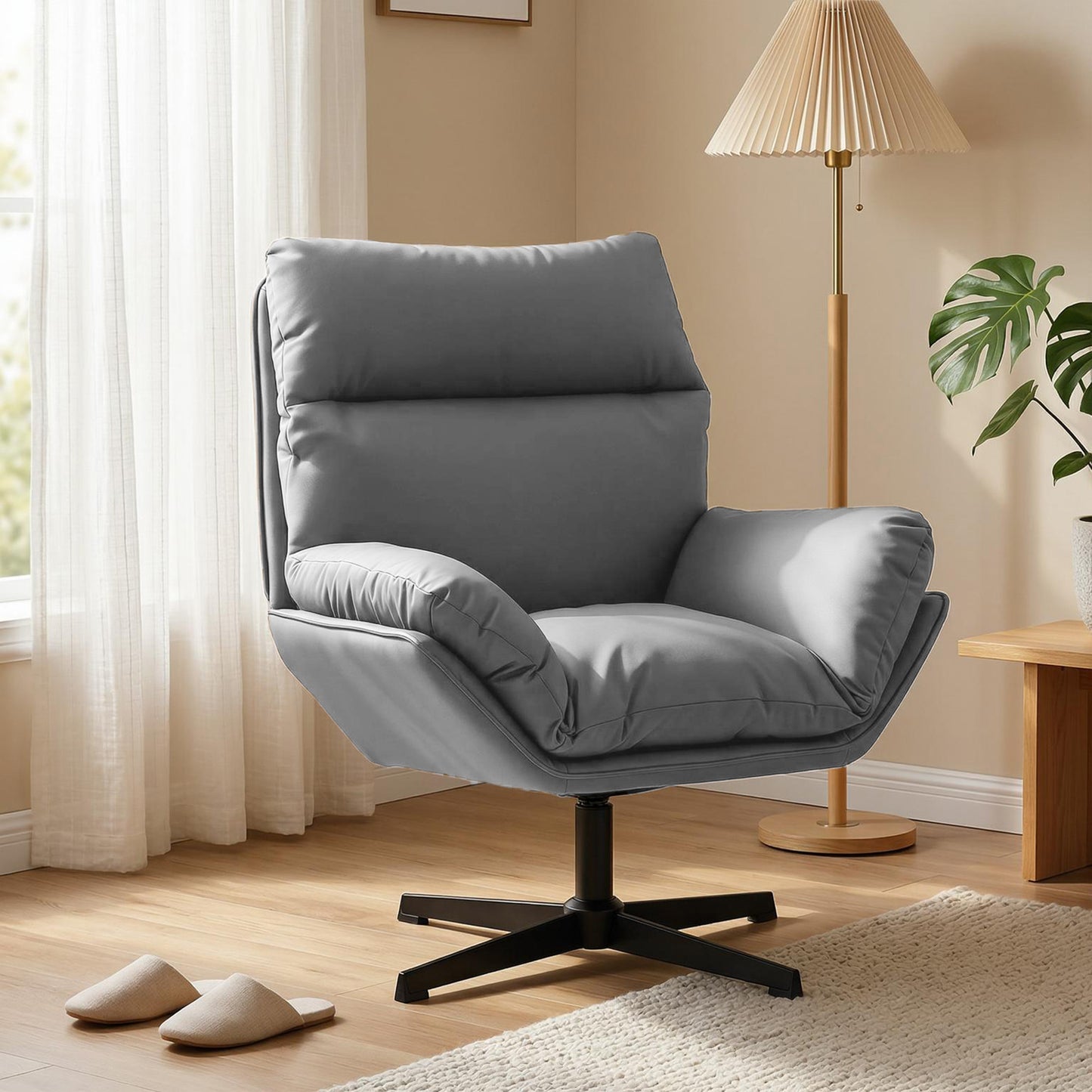 Accent Chair with 360 Swivel Dark Grey