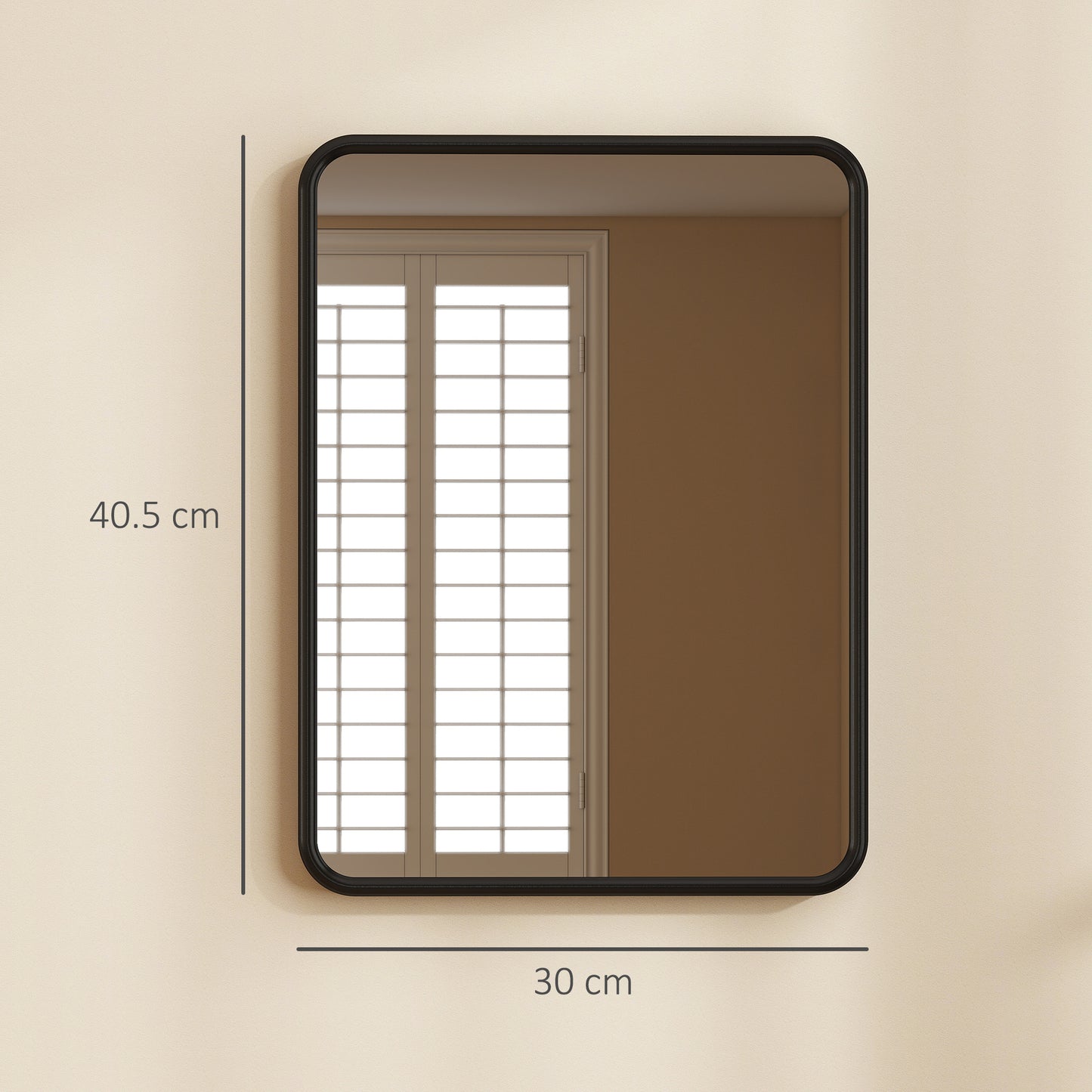 Rectangular Mirror with Metal Frame, Decorative Wall Mirror, Black