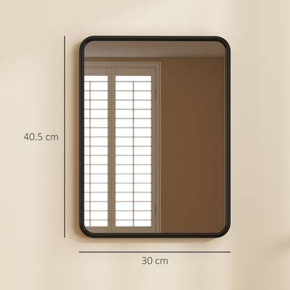 Rectangular Mirror with Metal Frame, Decorative Wall Mirror, Black