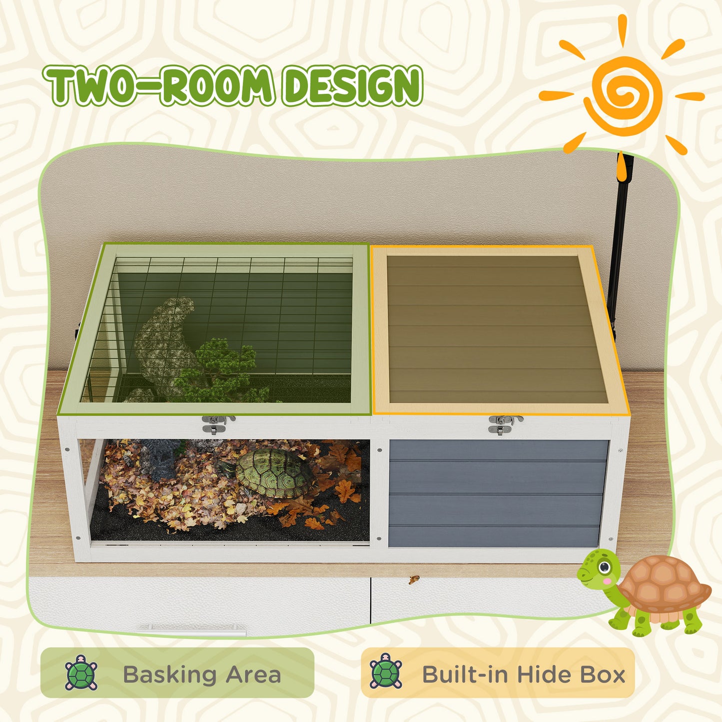 Tortoise House, Wooden Tortoise Table w/ Lamp Holder - Grey