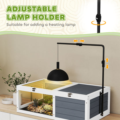 Tortoise House, Wooden Tortoise Table w/ Lamp Holder - Grey