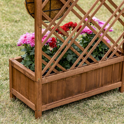 Wooden Planter with Trellis, Raised Bed for Garden, Brown