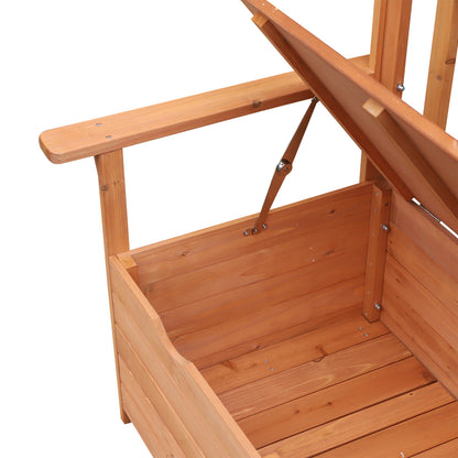 Garden Storage Bench, 2 Seater Fir Wood Outdoor Bench, Natural