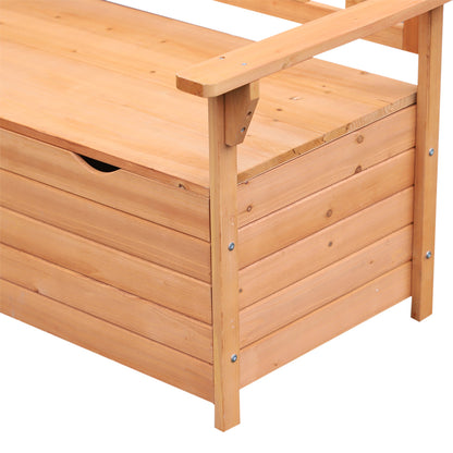 Garden Storage Bench, 2 Seater Fir Wood Outdoor Bench, Natural