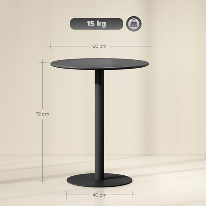 Dining Table, 60 cm Round Kitchen Table for 2 with Steel Base, Black