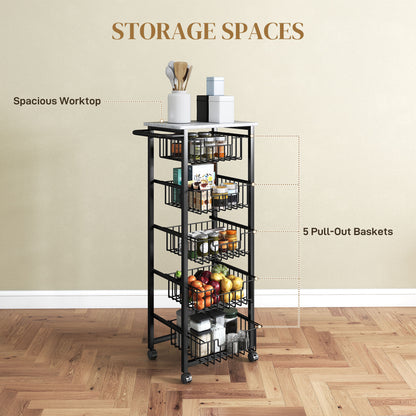 3 Tier Kitchen Trolley on Wheels Serving Cart with Handles Silver