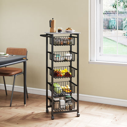3 Tier Kitchen Trolley on Wheels Serving Cart with Handles Silver