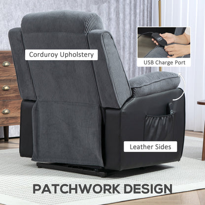 Power Lift Riser and Recliner Chair with Remote Control, Dark Grey