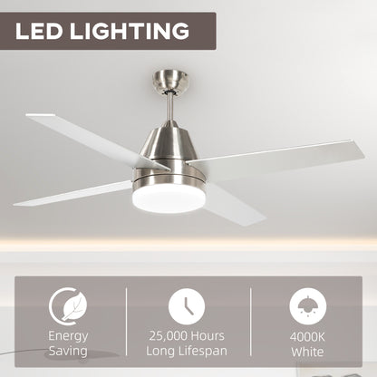Mounting Reversible Ceiling Fan with Light, Remote, Silver & Black