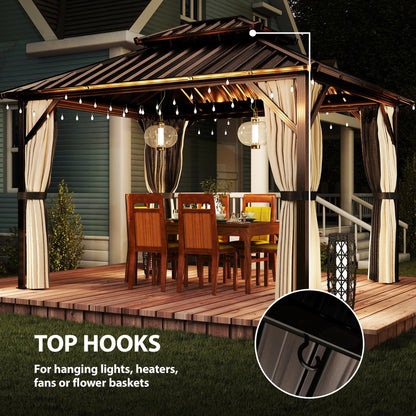 3 x 3.6 m Hardtop Gazebo Canopy with Aluminium Frame, Garden Gazebo