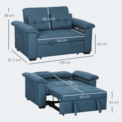 Click Clack Sofa Bed 2 Seater Sofa Bed for Living Room Blue
