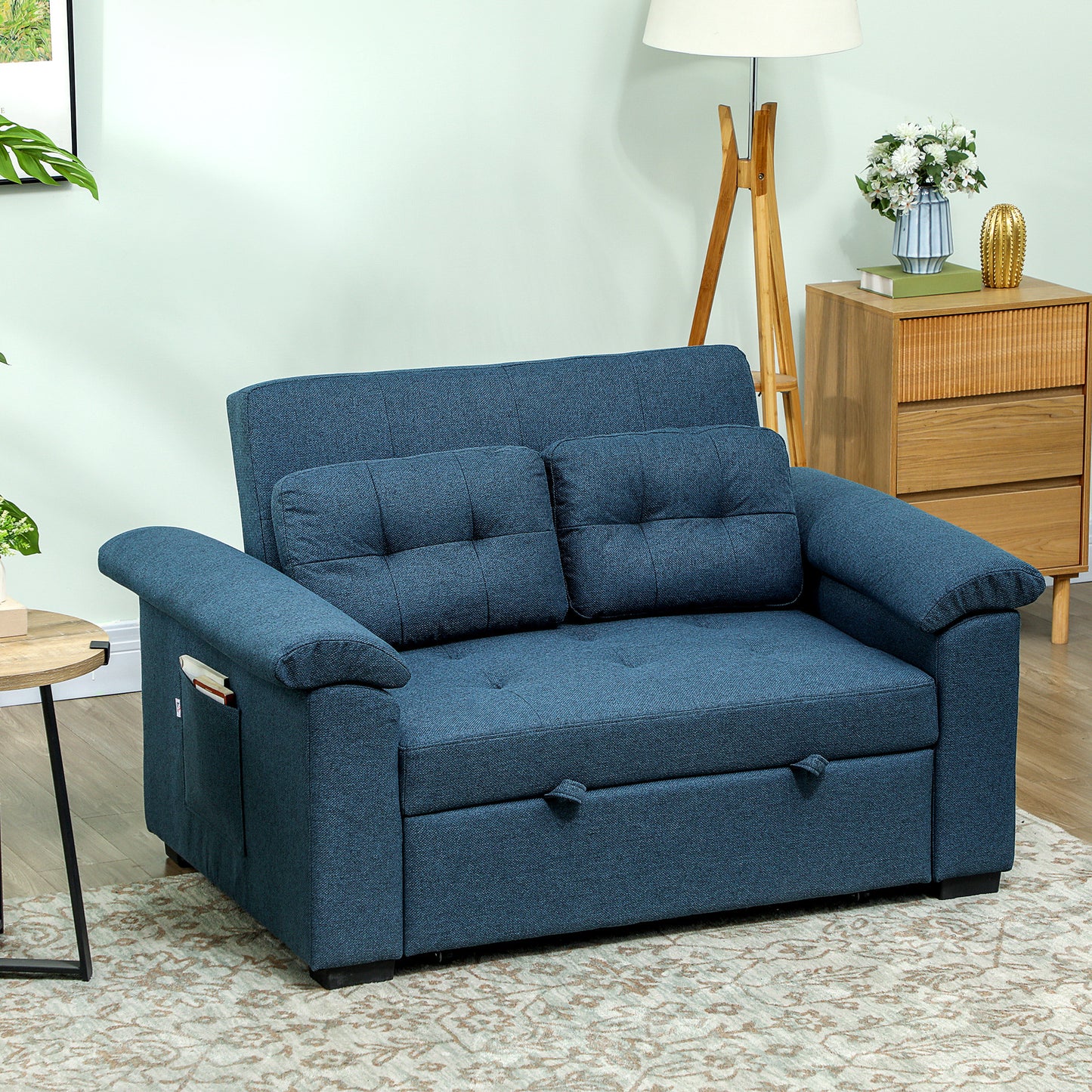 Click Clack Sofa Bed 2 Seater Sofa Bed for Living Room Blue