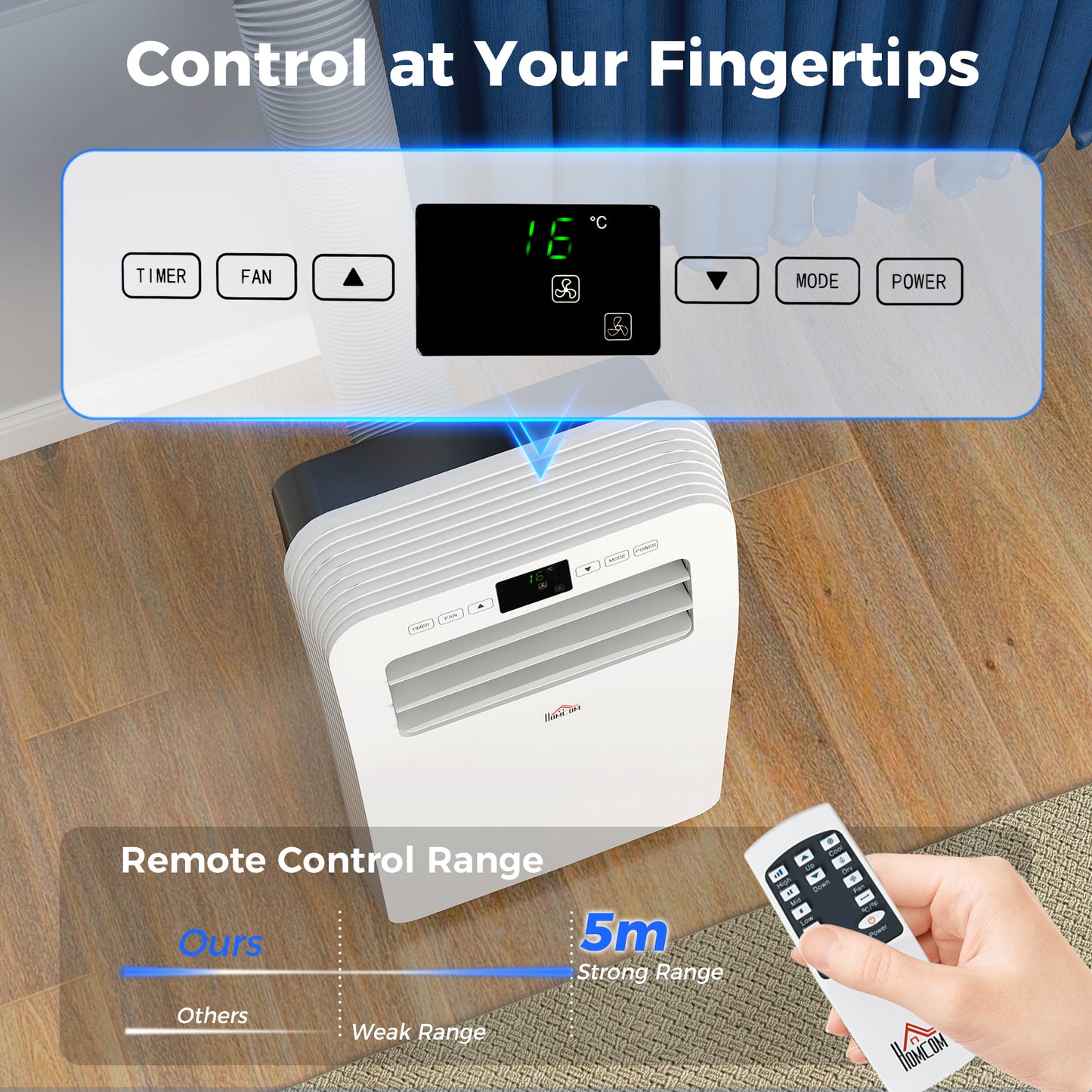 12000 BTU Portable Air Conditioner with 35m², Dehumidifier, Timer