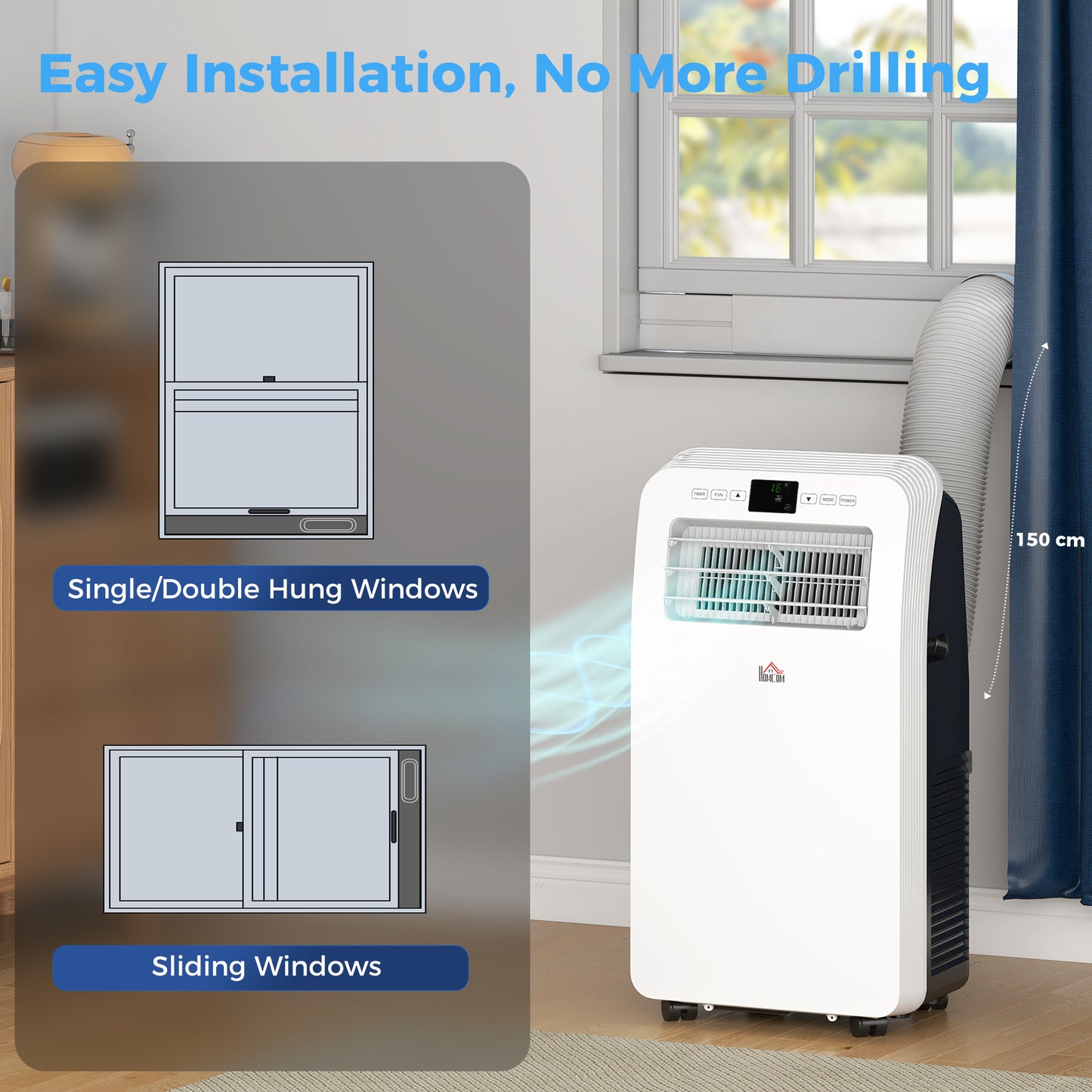 12000 BTU Portable Air Conditioner with 35m², Dehumidifier, Timer