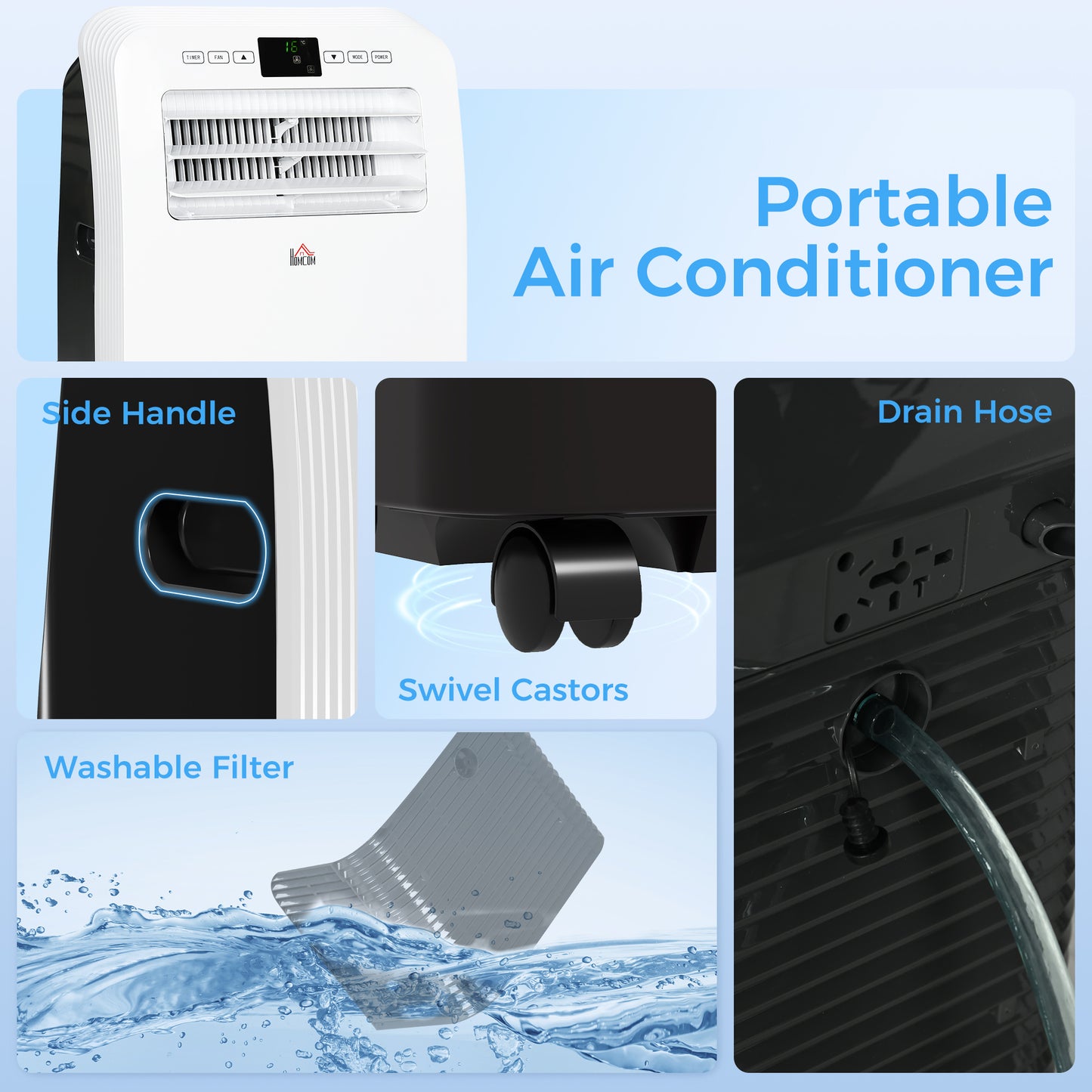 12000 BTU Portable Air Conditioner with 35m², Dehumidifier, Timer