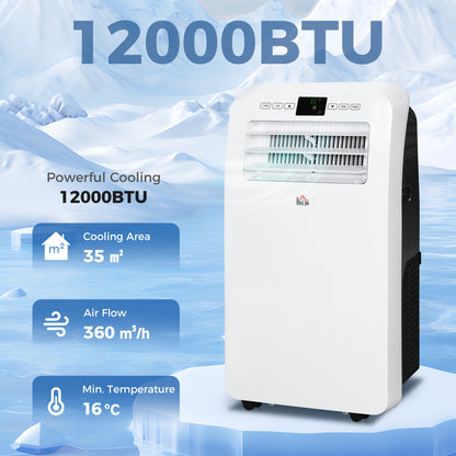 12000 BTU Portable Air Conditioner with 35m², Dehumidifier, Timer