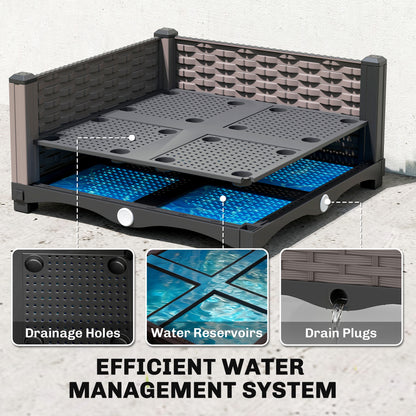 Raised Garden Bed with Trellis and Drainage Holes, Drain Plugs