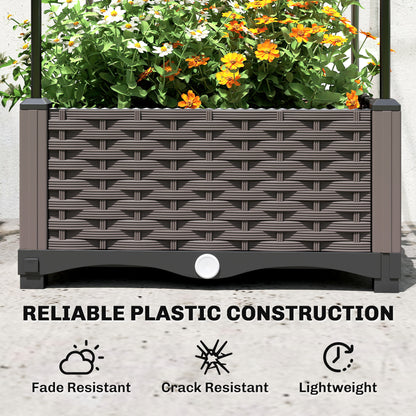 Raised Garden Bed with Trellis and Drainage Holes, Drain Plugs