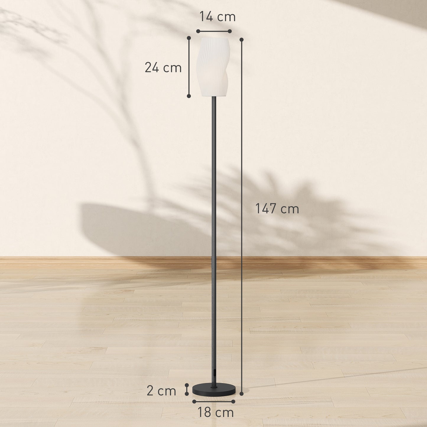 3D Printed Standing Lamp with Shade, E27 Holder without Bulb, White