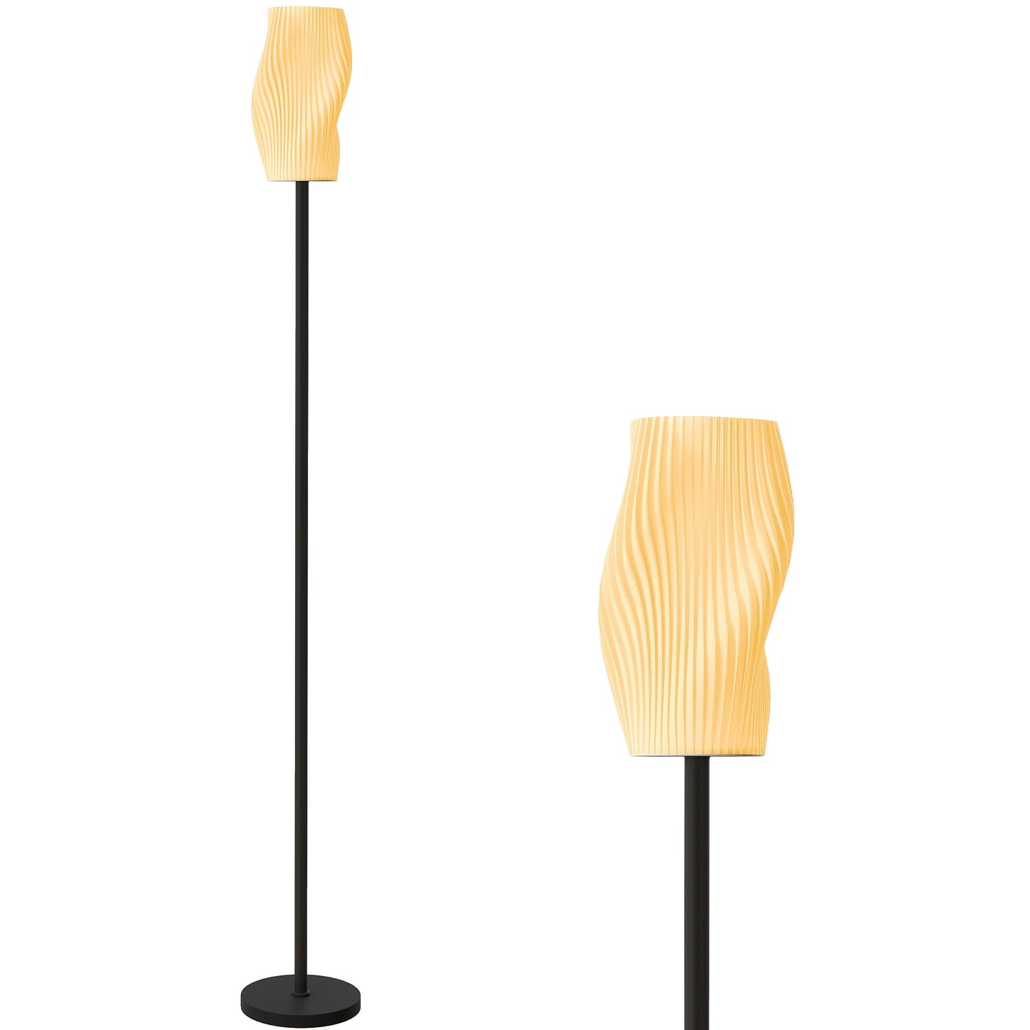 3D Printed Standing Lamp with Shade, E27 Holder without Bulb, White