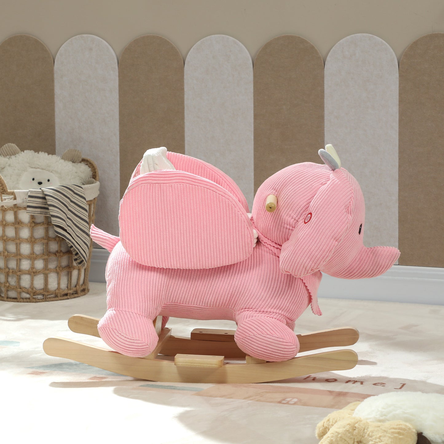 Kids Rocking Horse, Baby Ride on Rocker with Safety Belt, Pink