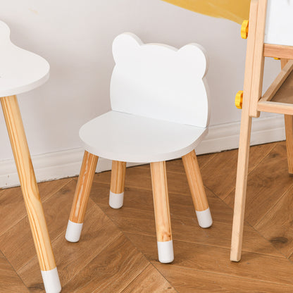 3-Piece Kids Table and Chair Set with 2 Bear-Shaped Chairs, White