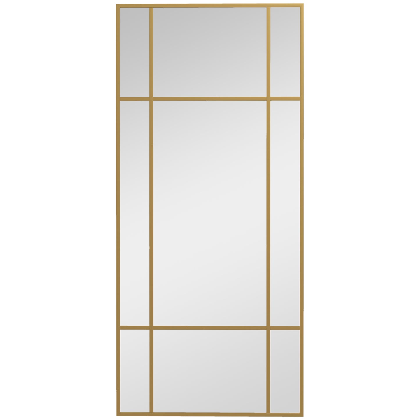 Window Style Vanity Mirror 110 x 50cm Hanging Wall Mirror Gold Tone