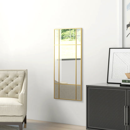 Window Style Vanity Mirror 110 x 50cm Hanging Wall Mirror Gold Tone
