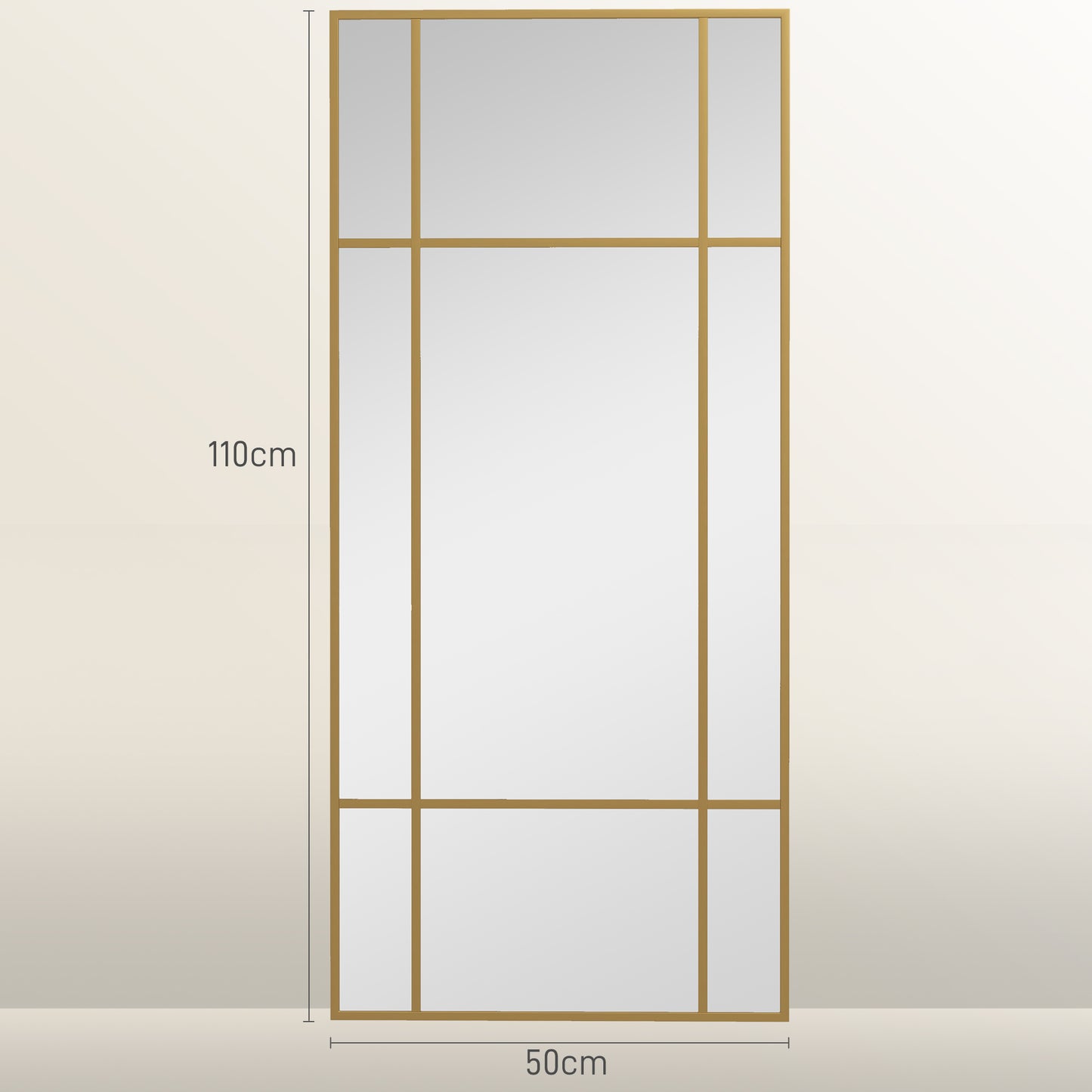 Window Style Vanity Mirror 110 x 50cm Hanging Wall Mirror Gold Tone