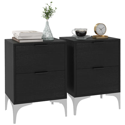 Bedside Tables Set of 2 with 2 Drawers for Bedroom, Living Room