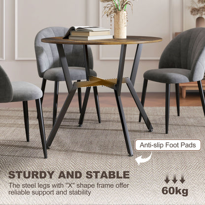 Small Kitchen Table with Black Steel Legs, Dining Table, Rustic Brown