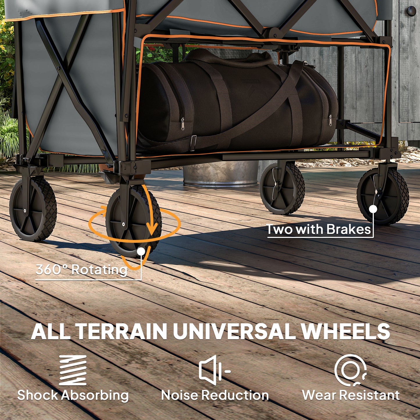 Double Decker Folding Trolley Cart on Wheels, 200KG Capacity, Grey