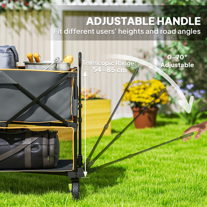 Double Decker Folding Trolley Cart on Wheels, 200KG Capacity, Grey