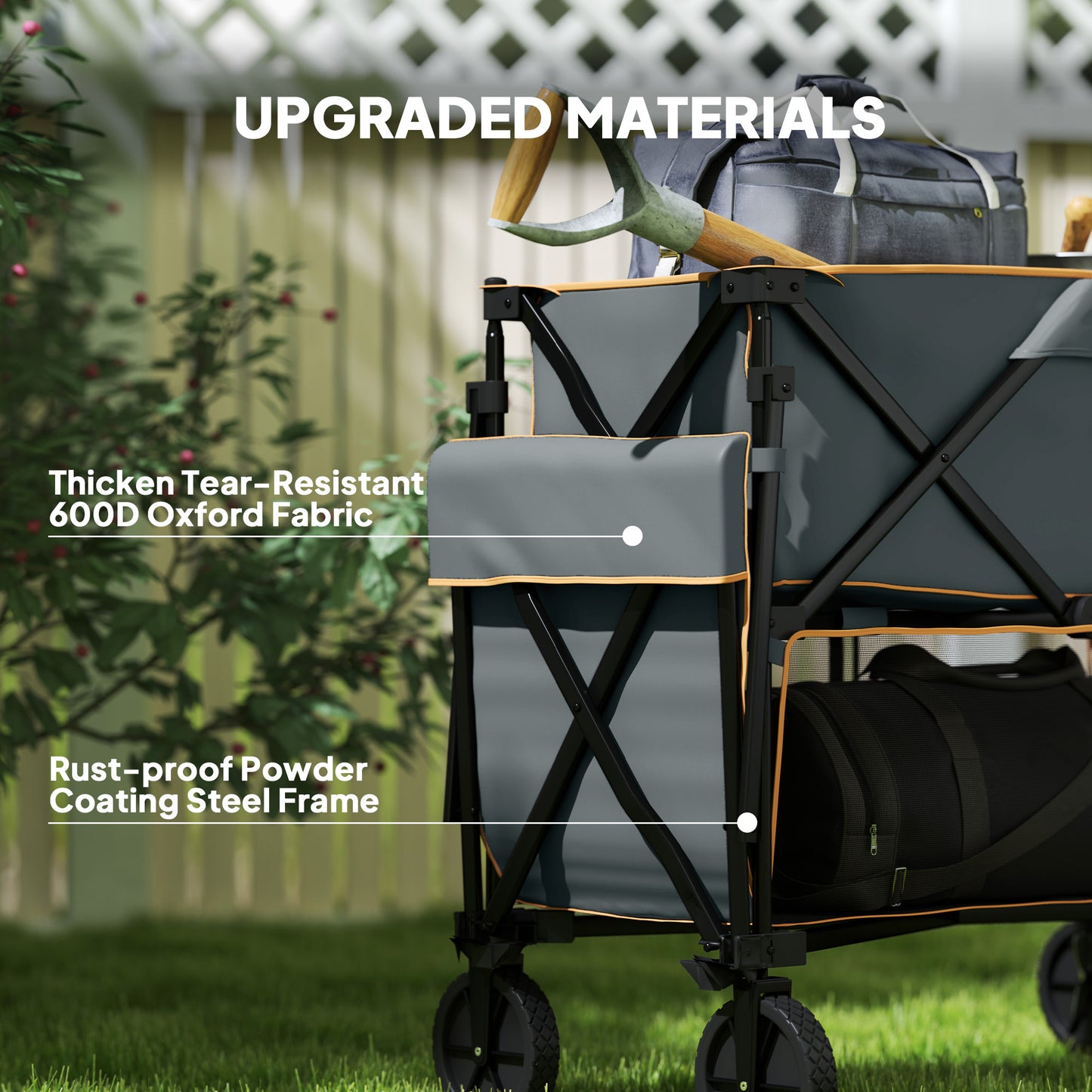 Double Decker Folding Trolley Cart on Wheels, 200KG Capacity, Grey