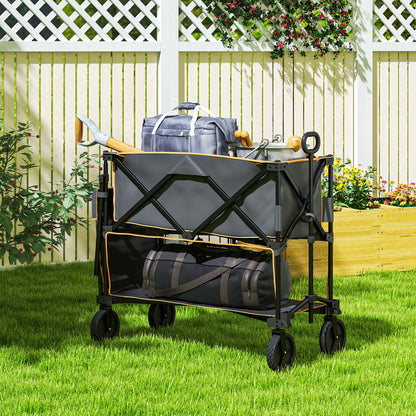 Double Decker Folding Trolley Cart on Wheels, 200KG Capacity, Grey