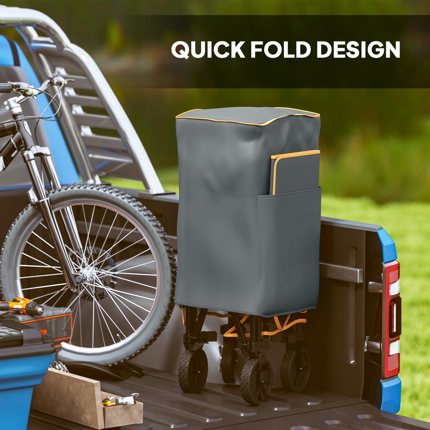 Double Decker Folding Trolley Cart on Wheels, 200KG Capacity, Grey