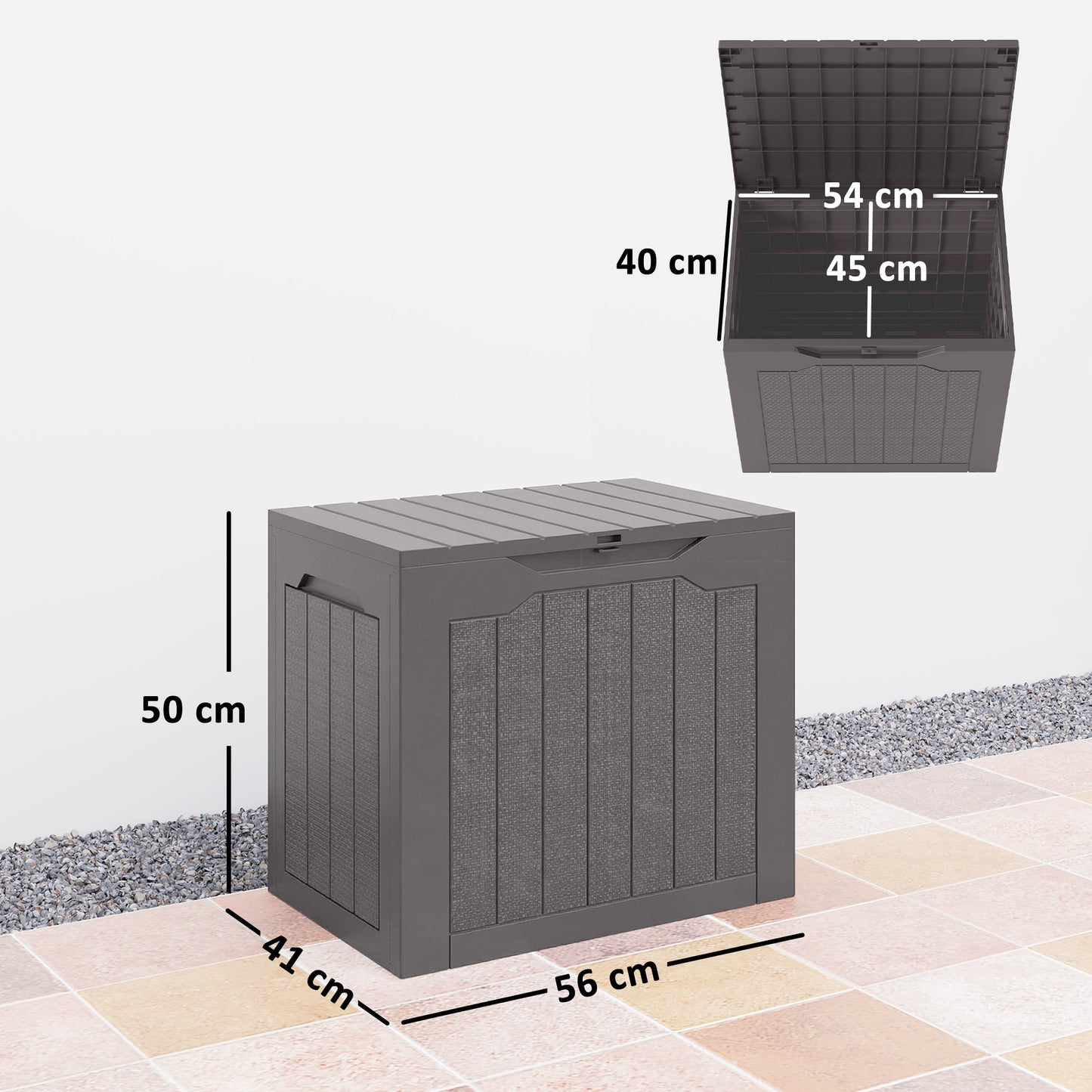 93L Plastic Garden Storage Box, Storage Container w/ Handles, Brown
