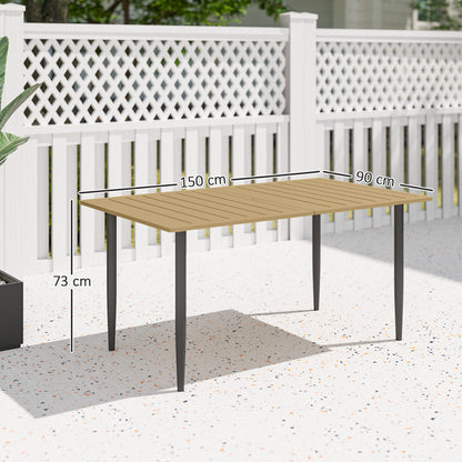 Garden Dining Table for 6 Person with Parasol Hole, Brown
