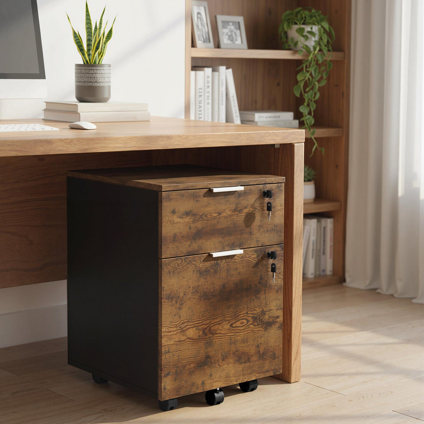 2 Drawer Filing Cabinet with Adjustable Hanging Bars for A4 and Letter