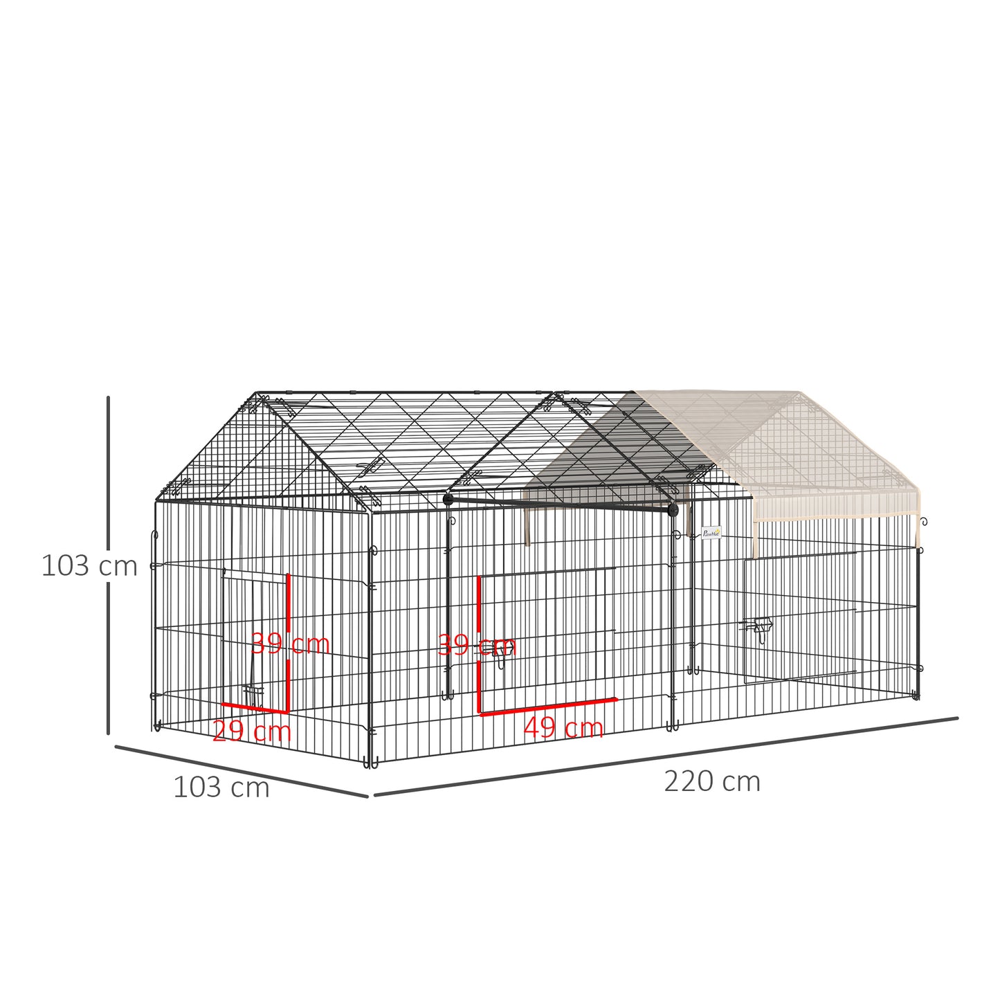 Small Animal Cage with Cover, C&C Cage for Rabbit, Guinea Pig, Beige