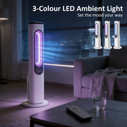 Bladeless Tower Fan, 35dB Standing Cooling Fan with 50° Oscillating
