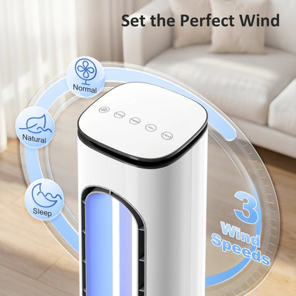 Bladeless Tower Fan, 35dB Standing Cooling Fan with 50° Oscillating